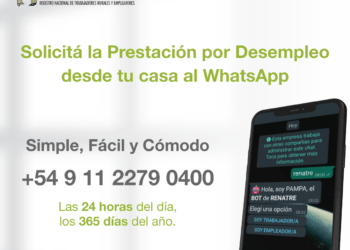 El RENATRE lanzó un servicio de WhatsApp para que los trabajadores puedan solicitar la prestación por desempleo