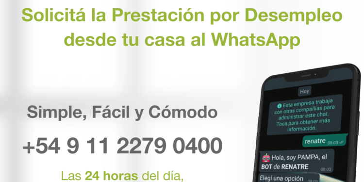 El RENATRE lanzó un servicio de WhatsApp para que los trabajadores puedan solicitar la prestación por desempleo