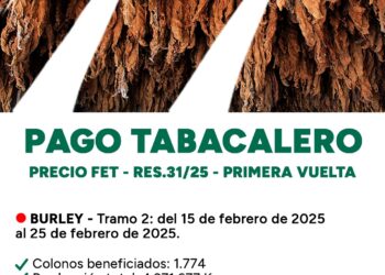 Nuevo pago del FET para productores tabacaleros