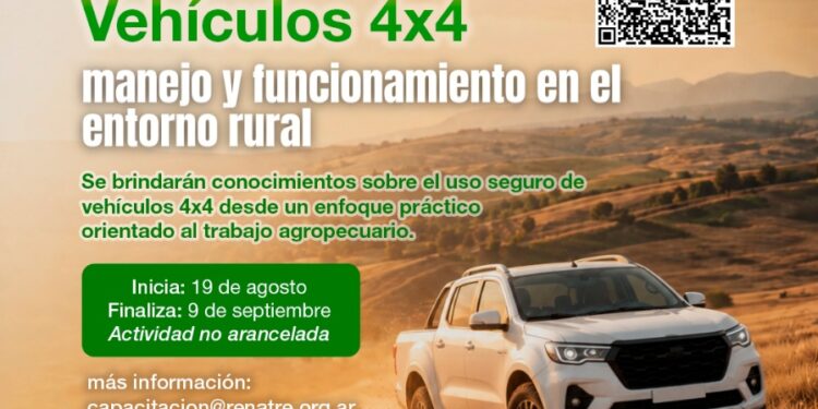 Capacitación virtual gratuita sobre “Vehículos 4×4: manejo y funcionamiento en el entorno rural”