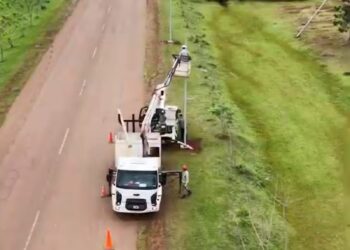 Nueva obra de alumbrado LED en el acceso a San Javier por la Ruta 4