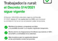 Continúa vigente el régimen que compatibiliza el trabajo rural registrado con las prestaciones sociales