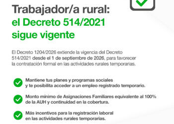 Continúa vigente el régimen que compatibiliza el trabajo rural registrado con las prestaciones sociales